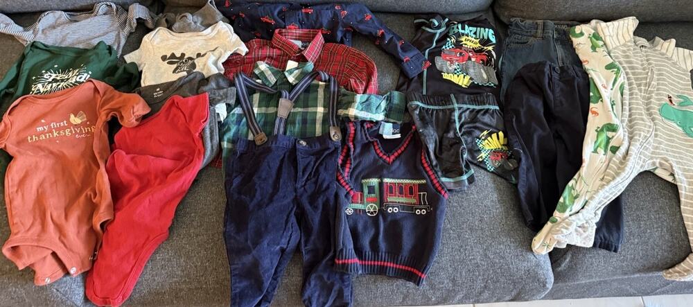 12 Month Baby Boy Fall Winter Mixed Clothing Lot 22 Pieces